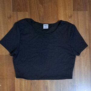 Jo & Co Black Short Sleeve Scoop Neck Crop Top